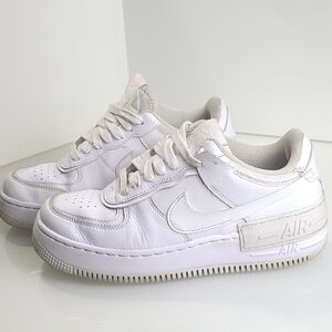 Ladies 8.5 Nike AF1 Shadow Triple White Platform Sneaker Shoe Air Force One UK 6